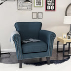 Navy Blue 31 Upholstered Club Chair with Nailheads