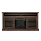 60 Fireplace TV Stand with Glass Doors and Open/Closed Storage for TVs Up to 65