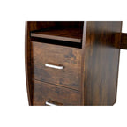 Traditional Curved Computer Desk with Keyboard Tray and Storage Shelves and Device Drawer for Small Home Office or Study Room
