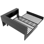 Metal Frame Daybed Full Size Sofa Bed with L-shape Storage Bookcase Guardrail, USB Ports and Trundle Bed, Low Profile Bed