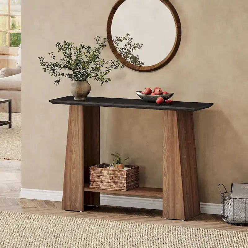 47 Mid-Century Modern Console Sofa Table with Storage for Entryway - 47.24 W x 13.78 D x 35.43 H