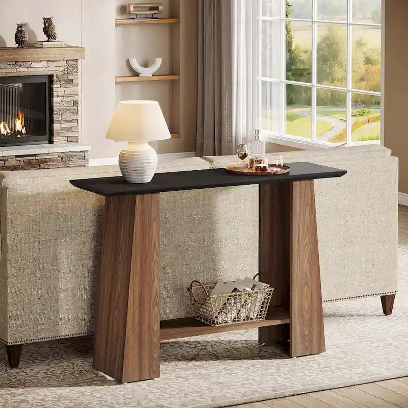 47 Mid-Century Modern Console Sofa Table with Storage for Entryway - 47.24 W x 13.78 D x 35.43 H