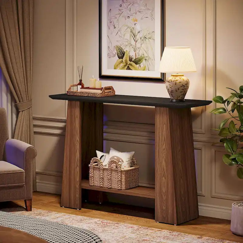 47 Mid-Century Modern Console Sofa Table with Storage for Entryway - 47.24 W x 13.78 D x 35.43 H