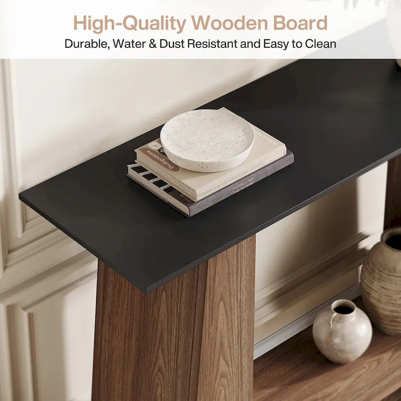 47 Mid-Century Modern Console Sofa Table with Storage for Entryway - 47.24 W x 13.78 D x 35.43 H