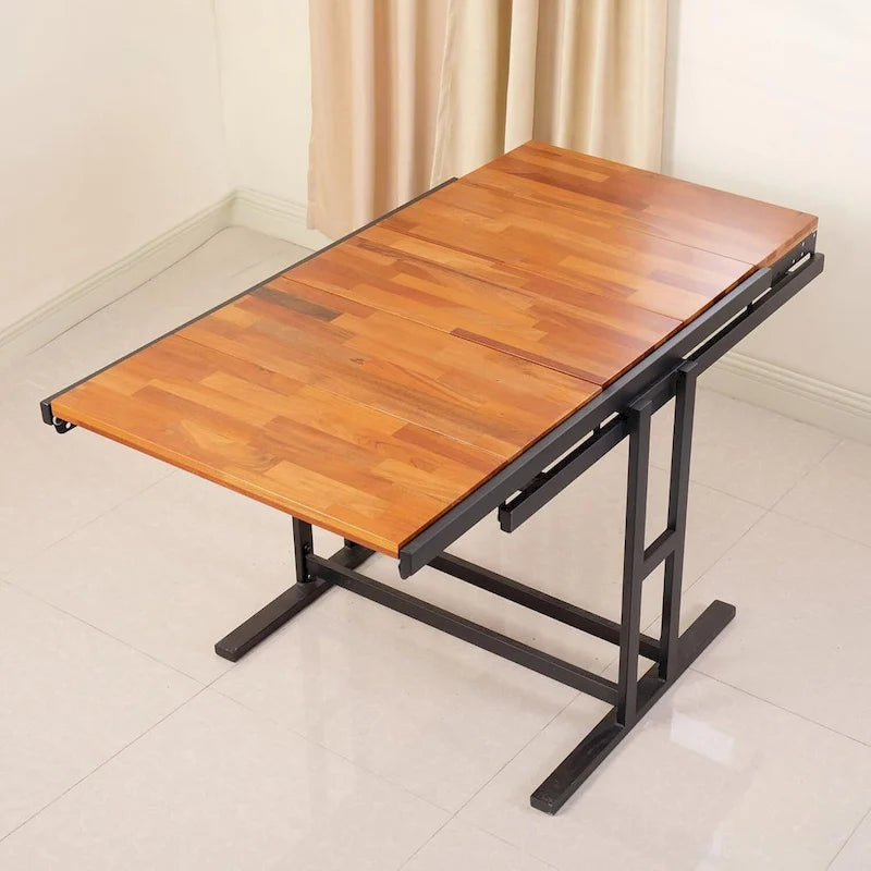 Versatile Convertible Dining Table with Industrial Rustic Design for Compact Spaces