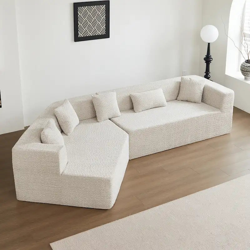 127.5 Polyester Upholstered Modular Oversized Minimalist Comfy Sectional Compressed Sofa