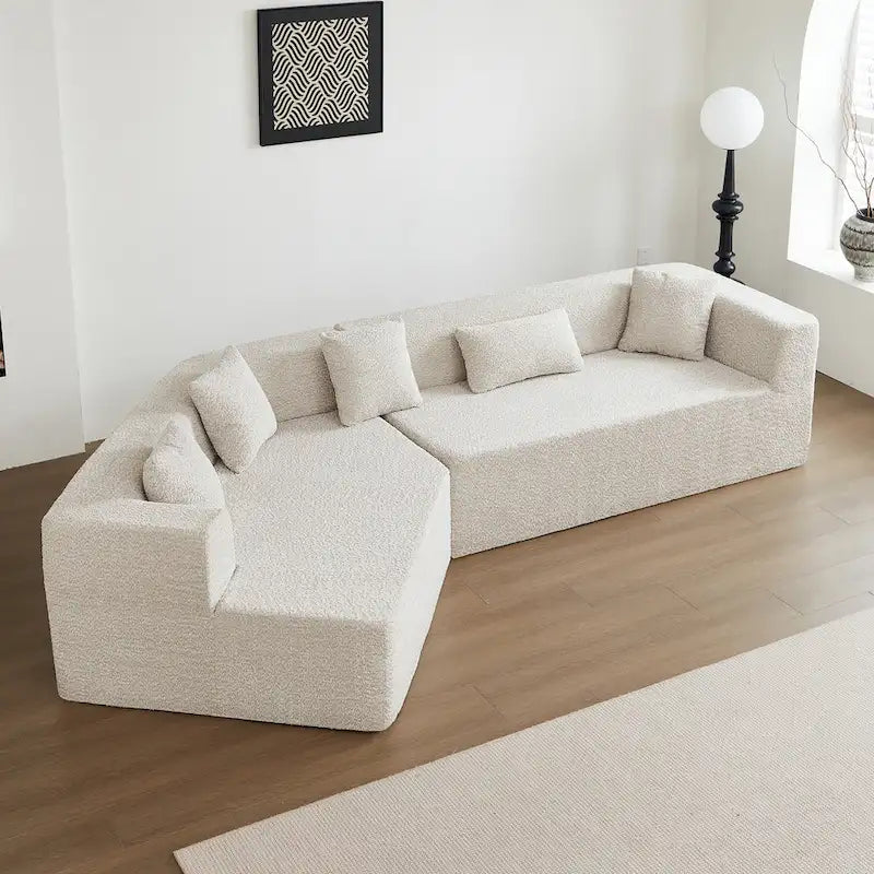 127.5 Polyester Upholstered Modular Oversized Minimalist Comfy Sectional Compressed Sofa