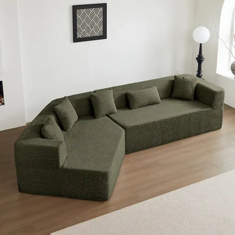 127.5 Polyester Upholstered Modular Oversized Minimalist Comfy Sectional Compressed Sofa
