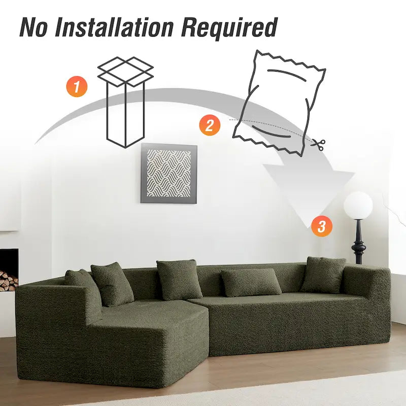 127.5 Polyester Upholstered Modular Oversized Minimalist Comfy Sectional Compressed Sofa