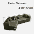 127.5 Polyester Upholstered Modular Oversized Minimalist Comfy Sectional Compressed Sofa