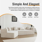 127.5 Polyester Upholstered Modular Oversized Minimalist Comfy Sectional Compressed Sofa