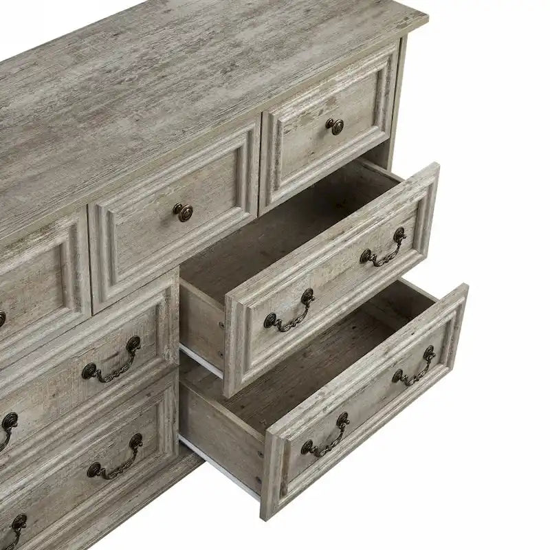Farmhouse Modern 7-Drawer Horizontal Dresser, Vintage Design, Storage Dressers Organizer for Bedroom, Living Room