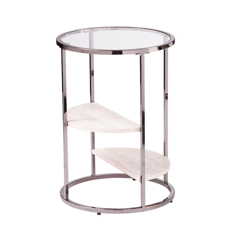 Round Side Table w/ Faux Stone