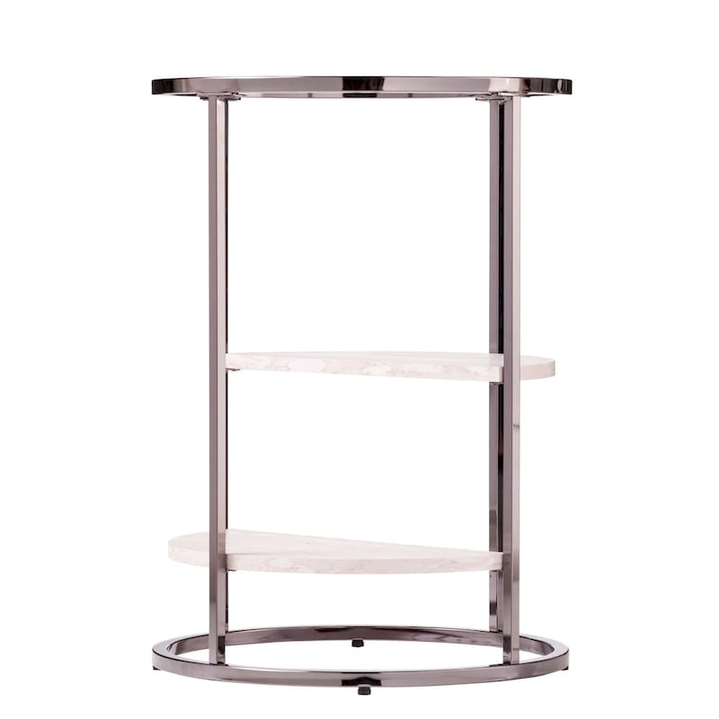 Round Side Table w/ Faux Stone