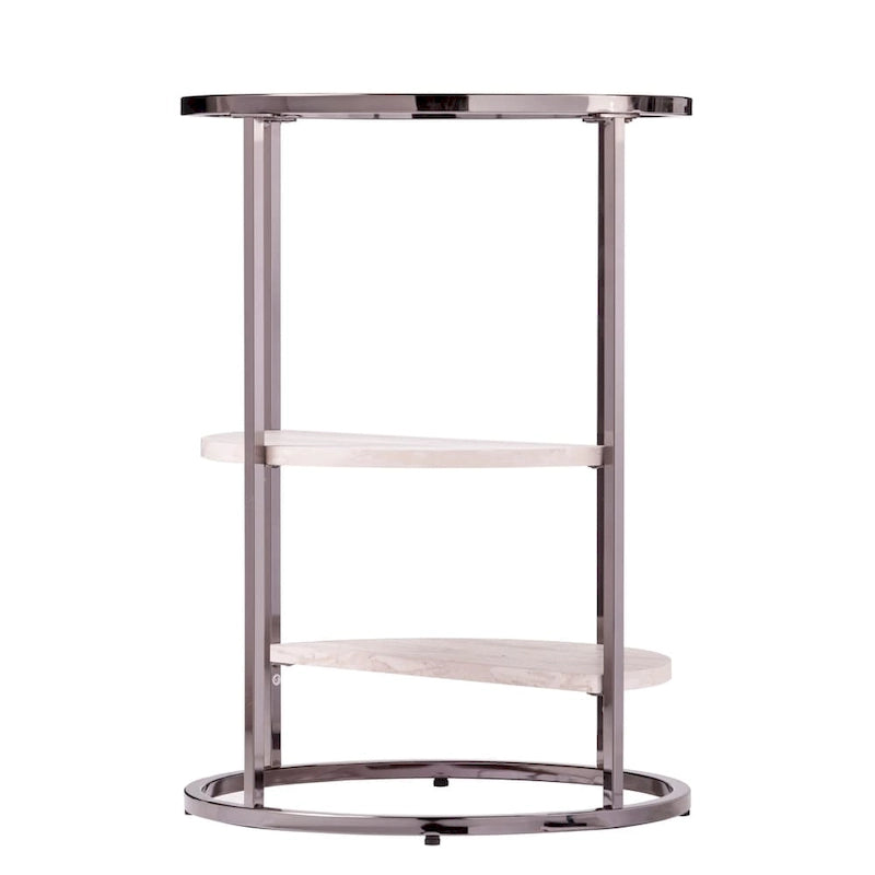 Round Side Table w/ Faux Stone