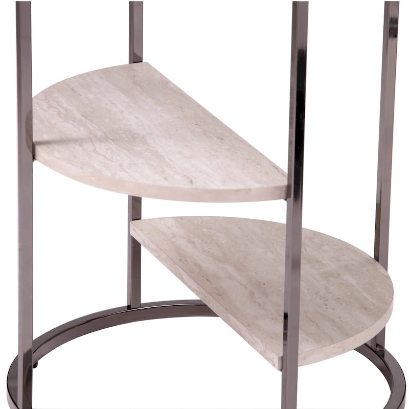 Round Side Table w/ Faux Stone