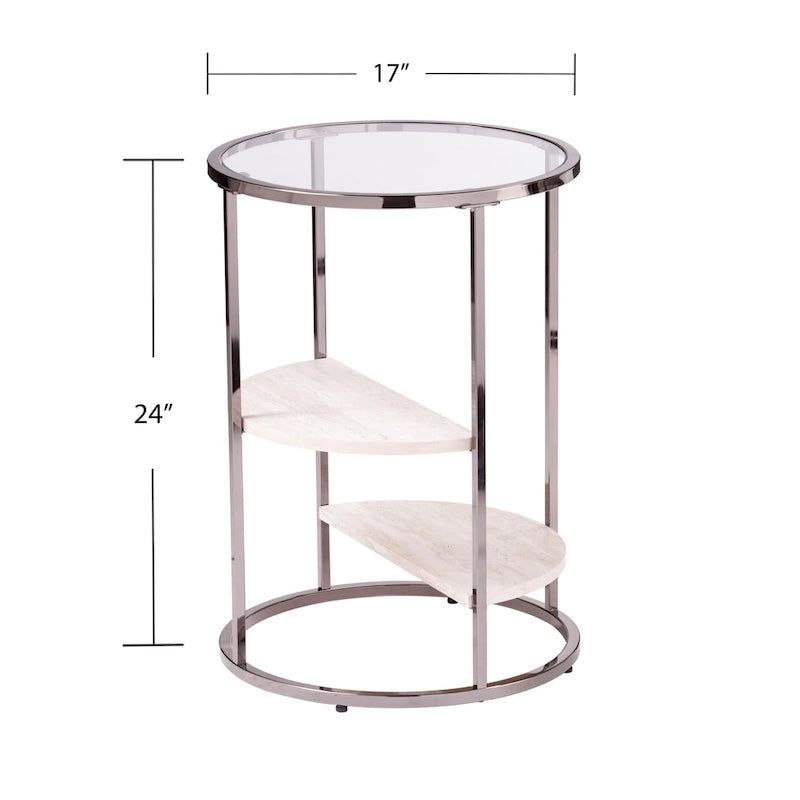 Round Side Table w/ Faux Stone