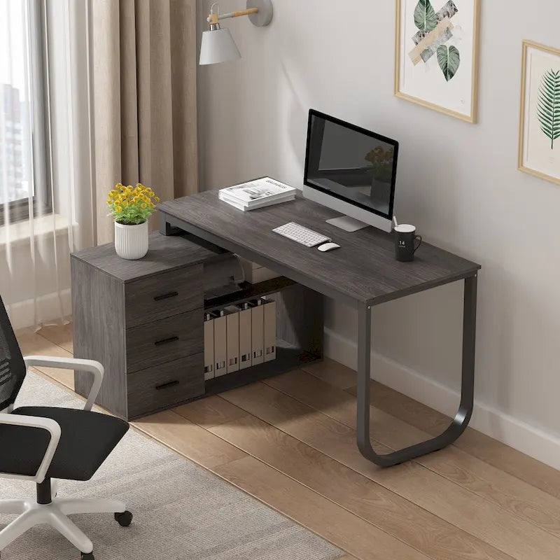 55 L Shaped Desk Writing Computer Desk Storage Workstation 5 Colors