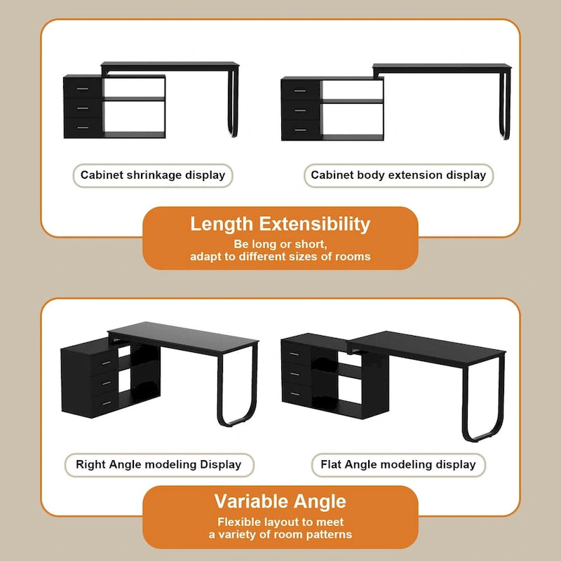 55 L Shaped Desk Writing Computer Desk Storage Workstation 5 Colors