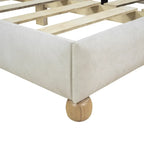 Queen Size Tufted Beige Upholstered Platform Bed