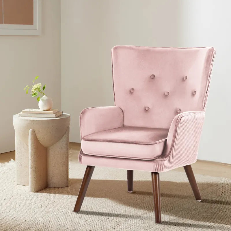 Modern Upholstered Velvet Wingback Accent Arm Chair, Set of 2 - 36.6 H x 28 W x 28.4 D