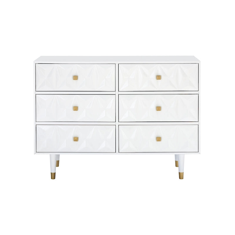 Geometric Textured Glam 6-Drawer Dresser