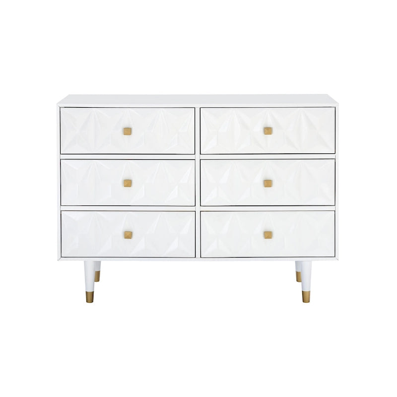 Geometric Textured Glam 6-Drawer Dresser