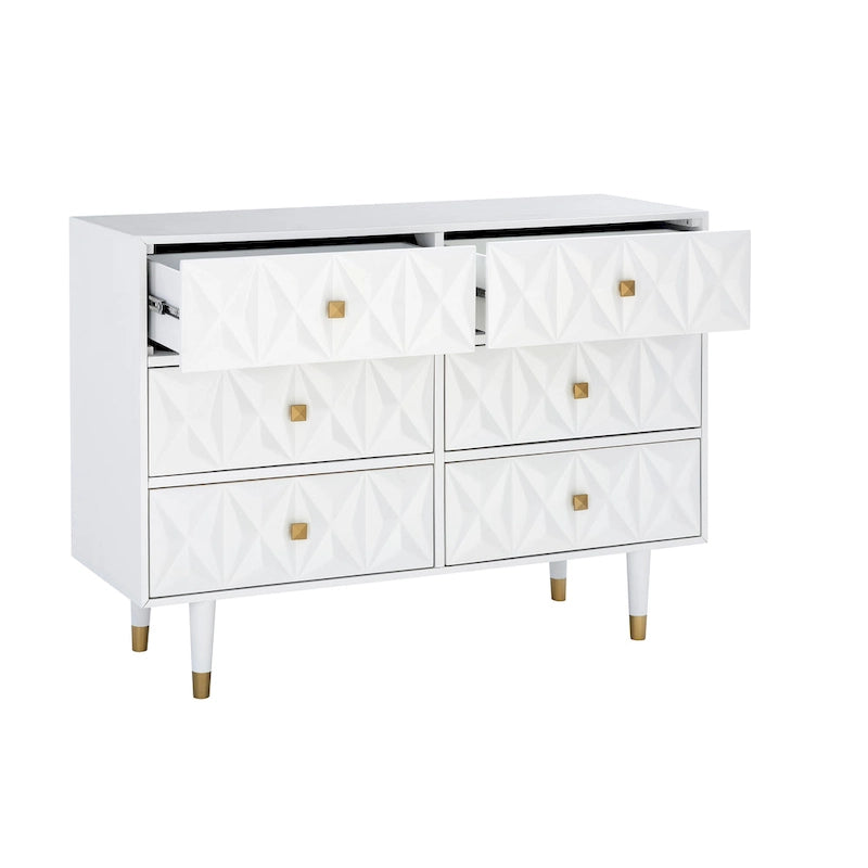 Geometric Textured Glam 6-Drawer Dresser