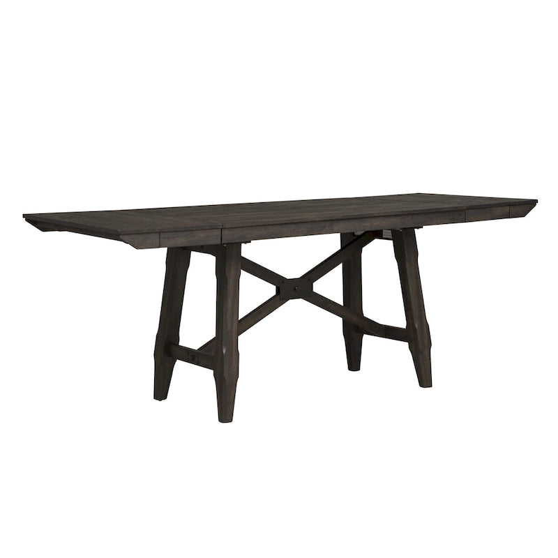 Double Bridge Dark Chestnut Trestle Table Set