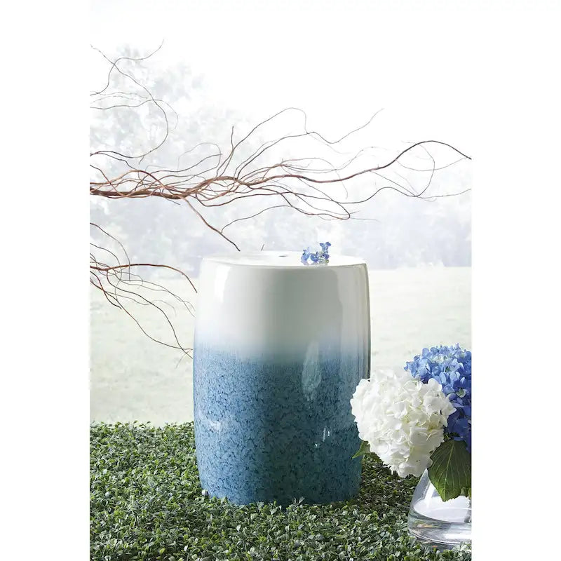  Ikegrove White/Blue Stool - 13W x 13D x 18H