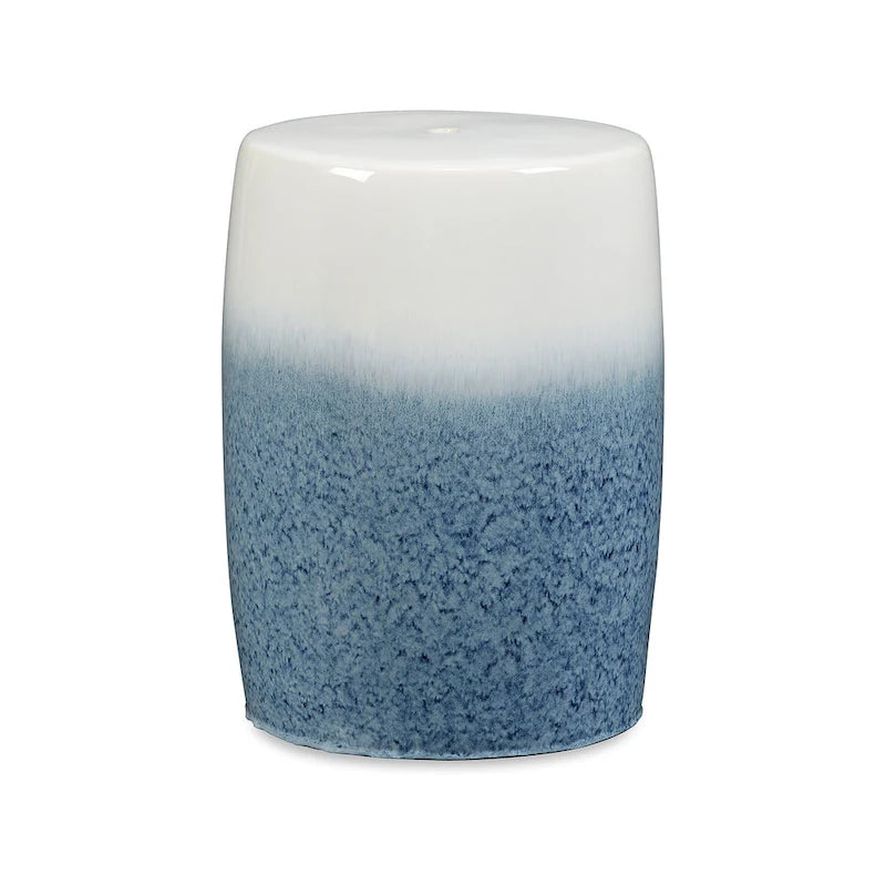 White/Blue Stool - 13W x 13D x 18H