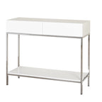 White and Chrome Metal High Gloss Console Table