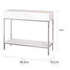 White and Chrome Metal High Gloss Console Table