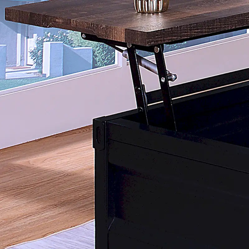 Industrial Black 47-inch Steel Lift-Top Coffee Table by