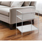 27 Silver Mirrored Glass And Iron End Table With Shelf - 22x18x26.75