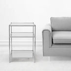 27 Silver Mirrored Glass And Iron End Table With Shelf - 22x18x26.75