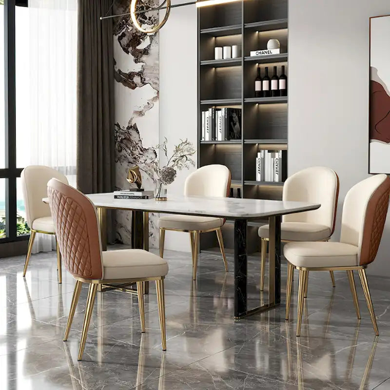 Modern Stainless Steel Leg Back Dining Chairs (Set of 2)
