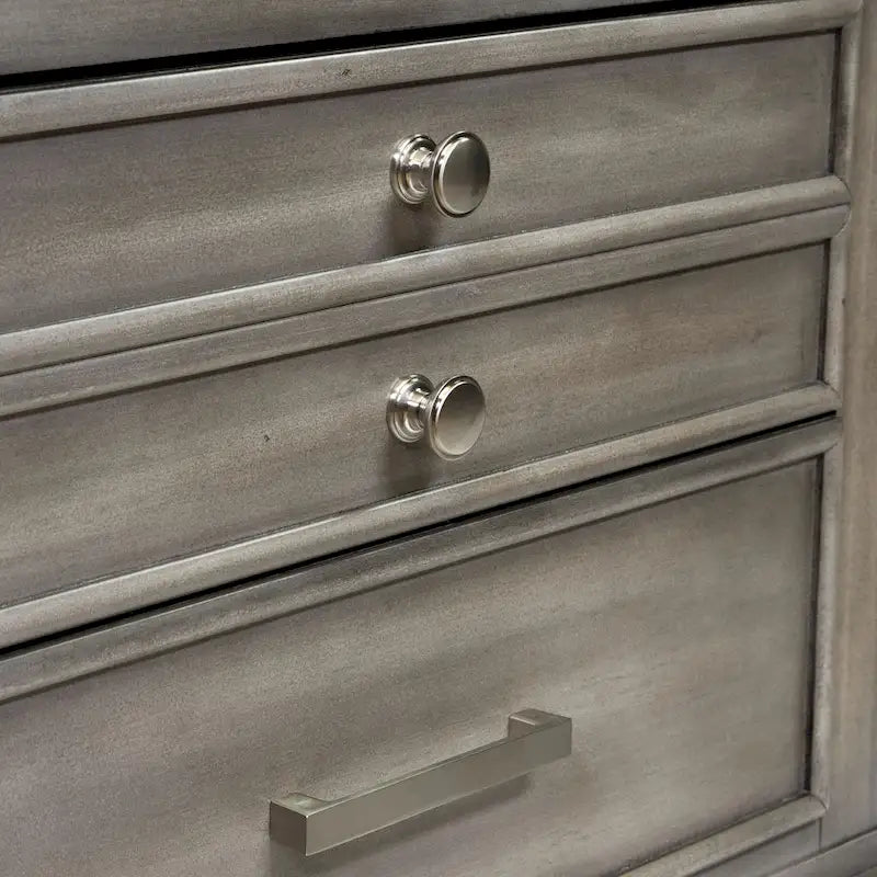 Transitional Grey 2-Drawer Solid Wood Nightstand
