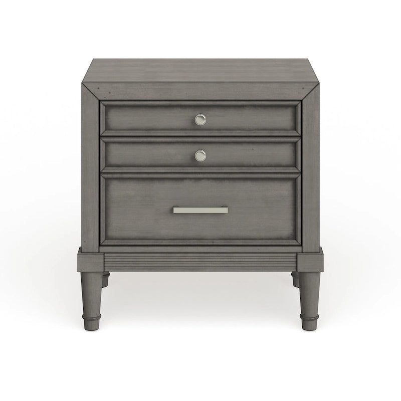 Transitional Grey 2-Drawer Solid Wood Nightstand