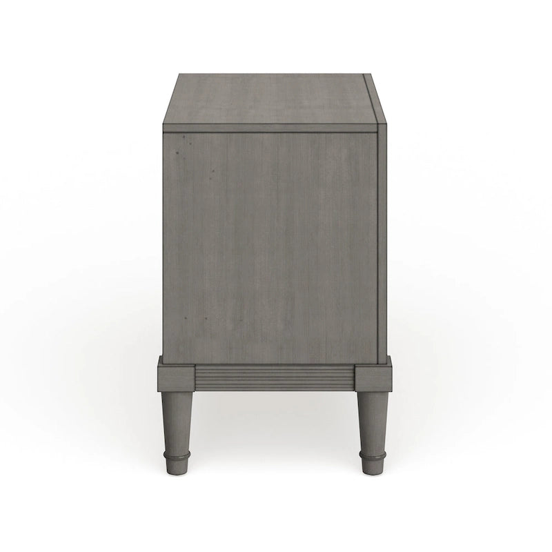 Transitional Grey 2-Drawer Solid Wood Nightstand