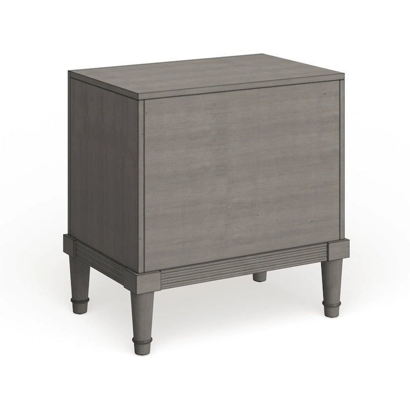 Transitional Grey 2-Drawer Solid Wood Nightstand