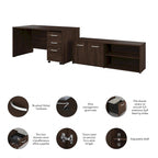 60W Desk with Return and Cabinet