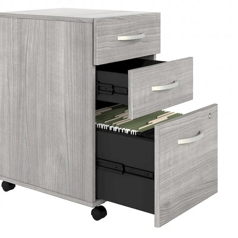 60W Desk with Return and Cabinet