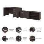 60W Desk with Return and Cabinet