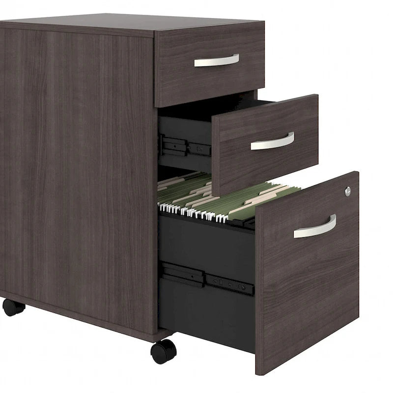 60W Desk with Return and Cabinet