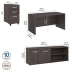 60W Desk with Return and Cabinet