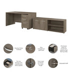 60W Desk with Return and Cabinet