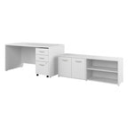 60W Desk with Return and Cabinet