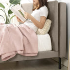 Velvet Upholstered Platform Bed Frame with Split Headboard