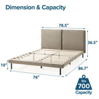 Velvet Upholstered Platform Bed Frame with Split Headboard